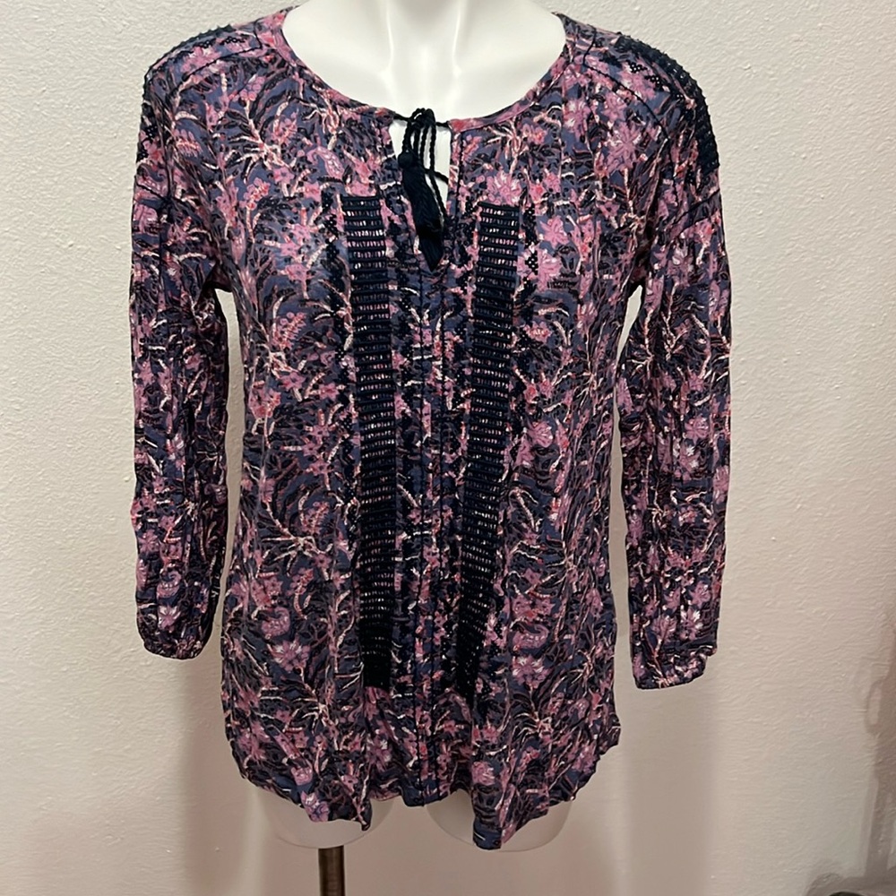 Lucky Brand Colorful Boho Top Sz S